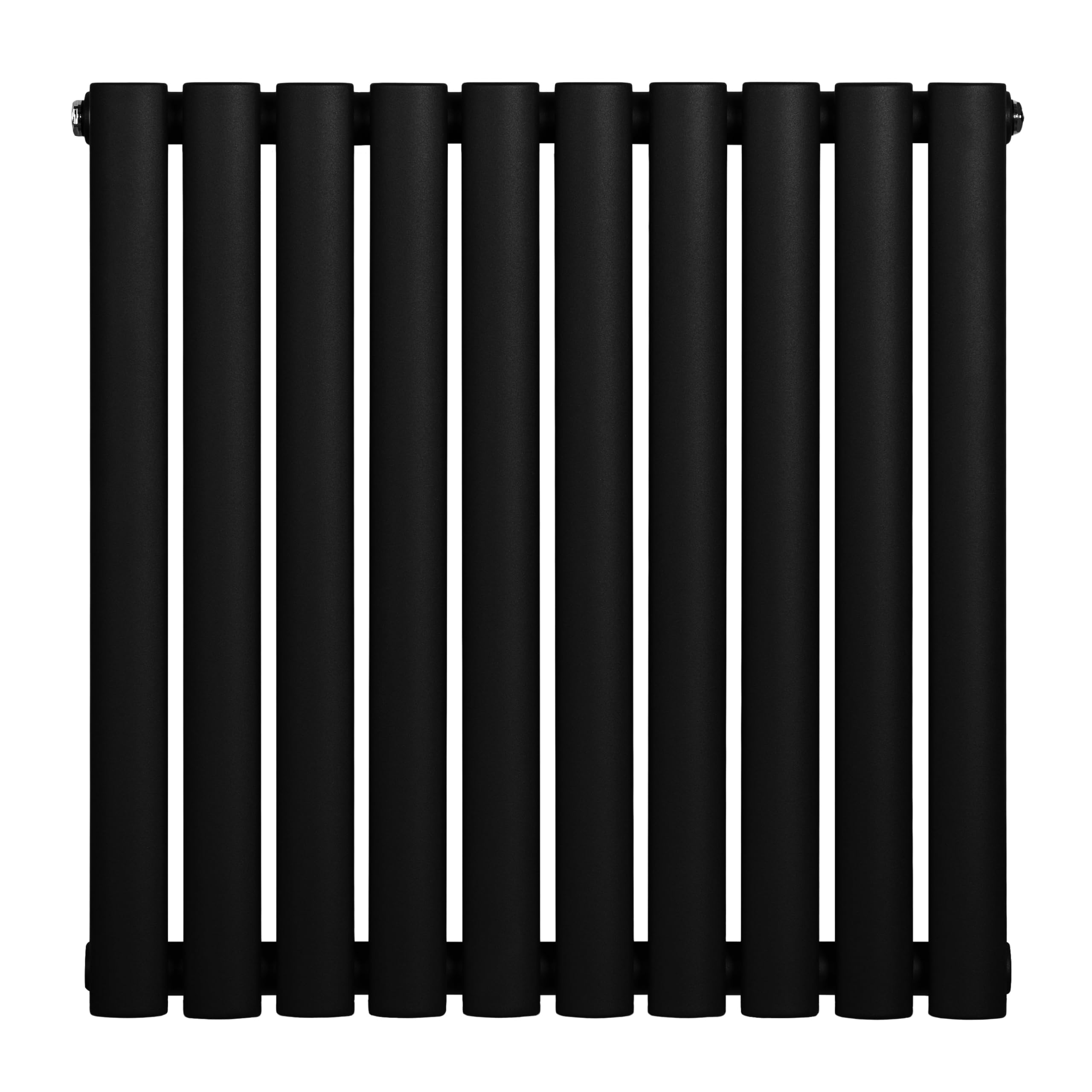 Owalny grzejnik jednokolumnowy 600 mm x 600 mm nowoczesny designerski jednopanelowy grzejnik centralnego ogrzewania matowy czarny stal węglowa pozioma kuchnia salon BEZPŁATNY zestaw do mocowania