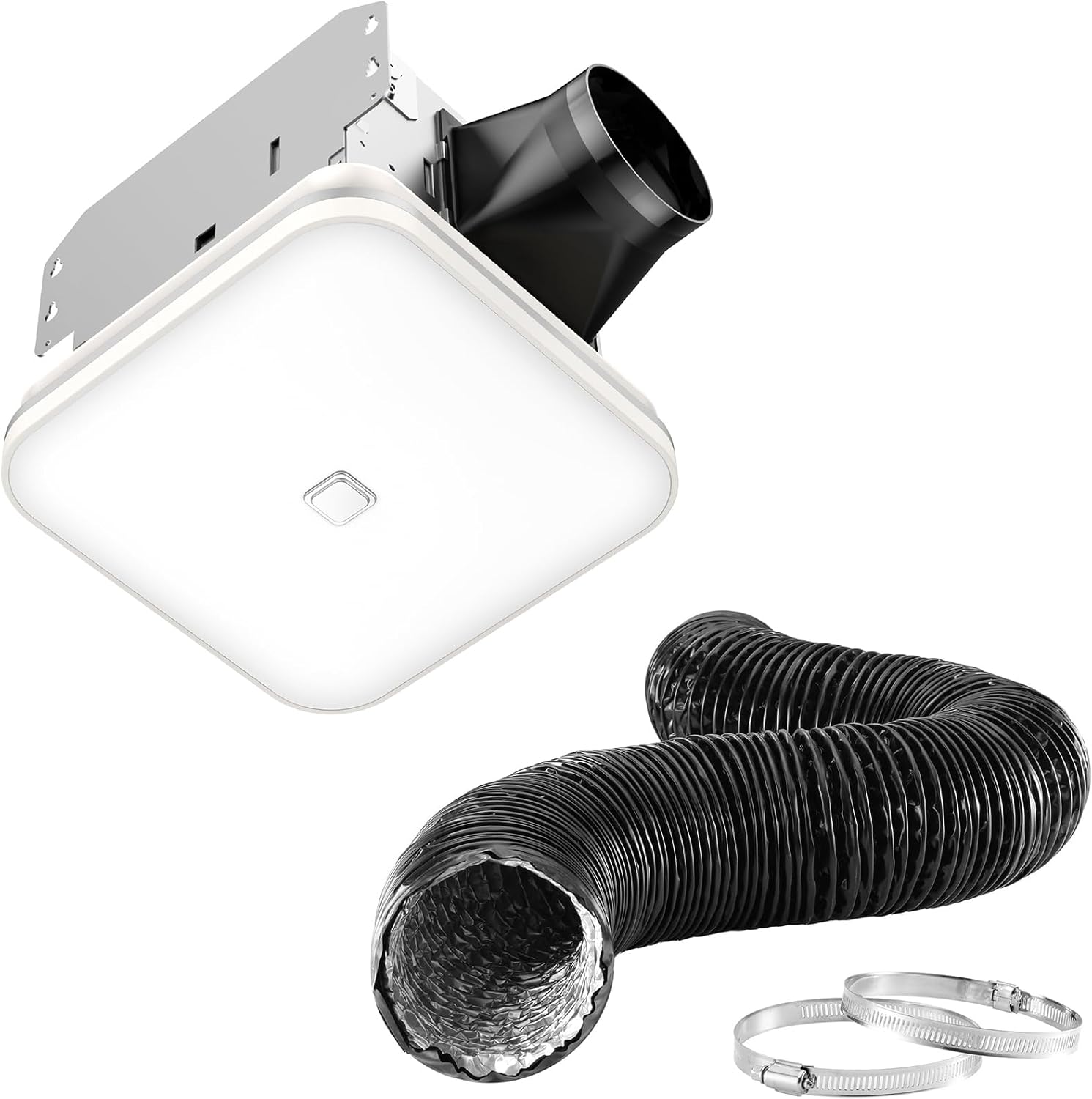 OREiN Bathroom Exhaust Fan with Light, 100 CFM Quiet Bath Ventilation Fan with 12W LED Light, Includes 16FT Flexible Duct Hose, ≤1.5 Sones, for Bathroom, Laundry Room(White)