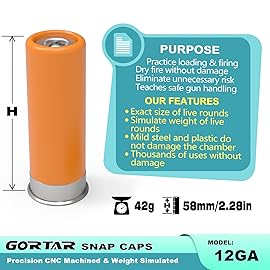 GORTAR 12GA Snap Caps Training Dummy Rounds Practice Safe Loading Firing Close to Real Weight -12 Pcs