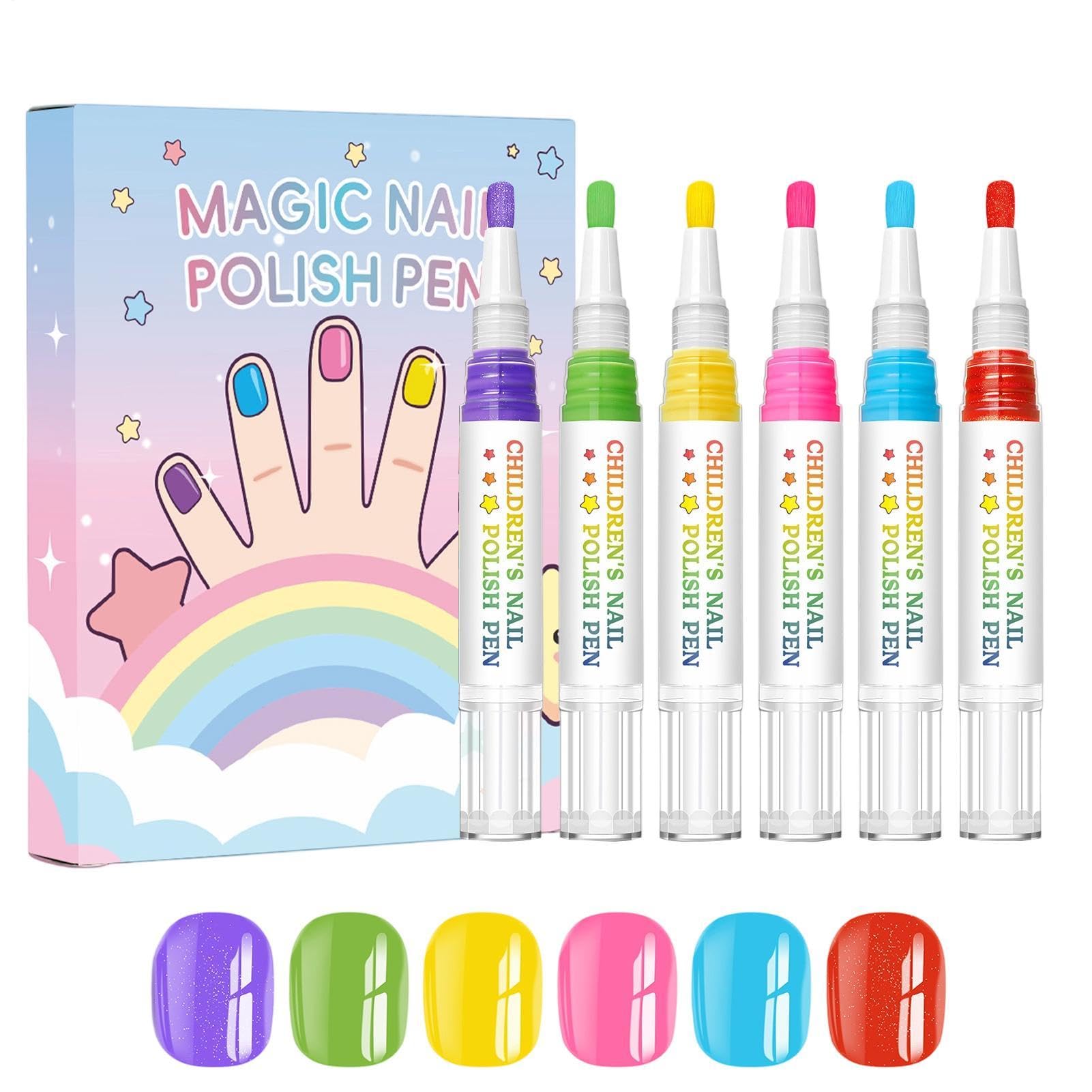 Set Smalti Per Bambini | Penne Per Unghie Colorate Inodore, Pelabili, A Base D'acqua, Ad Asciugatura Rapida, Collezione A Sei Pezzi | Kit Di Decorazione Per Manicure Sicura Attività Di Bellezza Creati