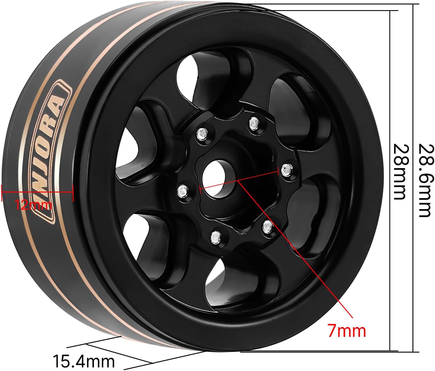 INJORA 1.0 Brass Beadlock Wheels for 1/24 1/18 RC Crawler Upgrade