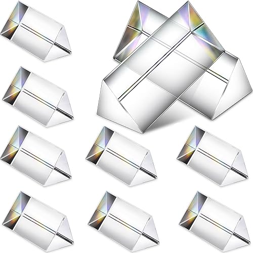 QFkris Prismas triangulares de vidrio óptico, 12 piezas, 1.969 in2 pulgadas de cristal equilátero, juego de prismas para enseñar fotografía