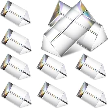 QFkris 12PCS Optical Glass Triangular Prism,50mm/2inch Crystal Equilateral Prisms Set for Teaching Photo Photography