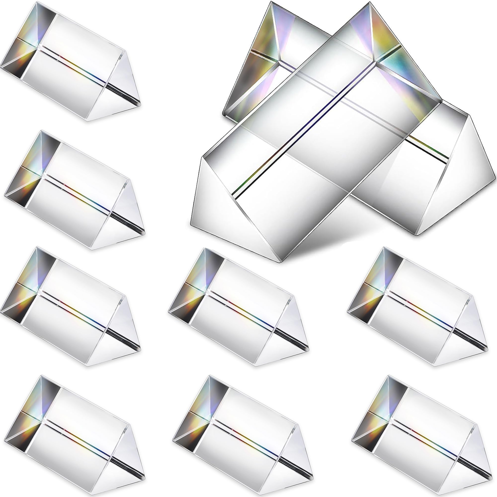 QFkris 12PCS Optical Glass Triangular Prism,50mm/2inch Crystal