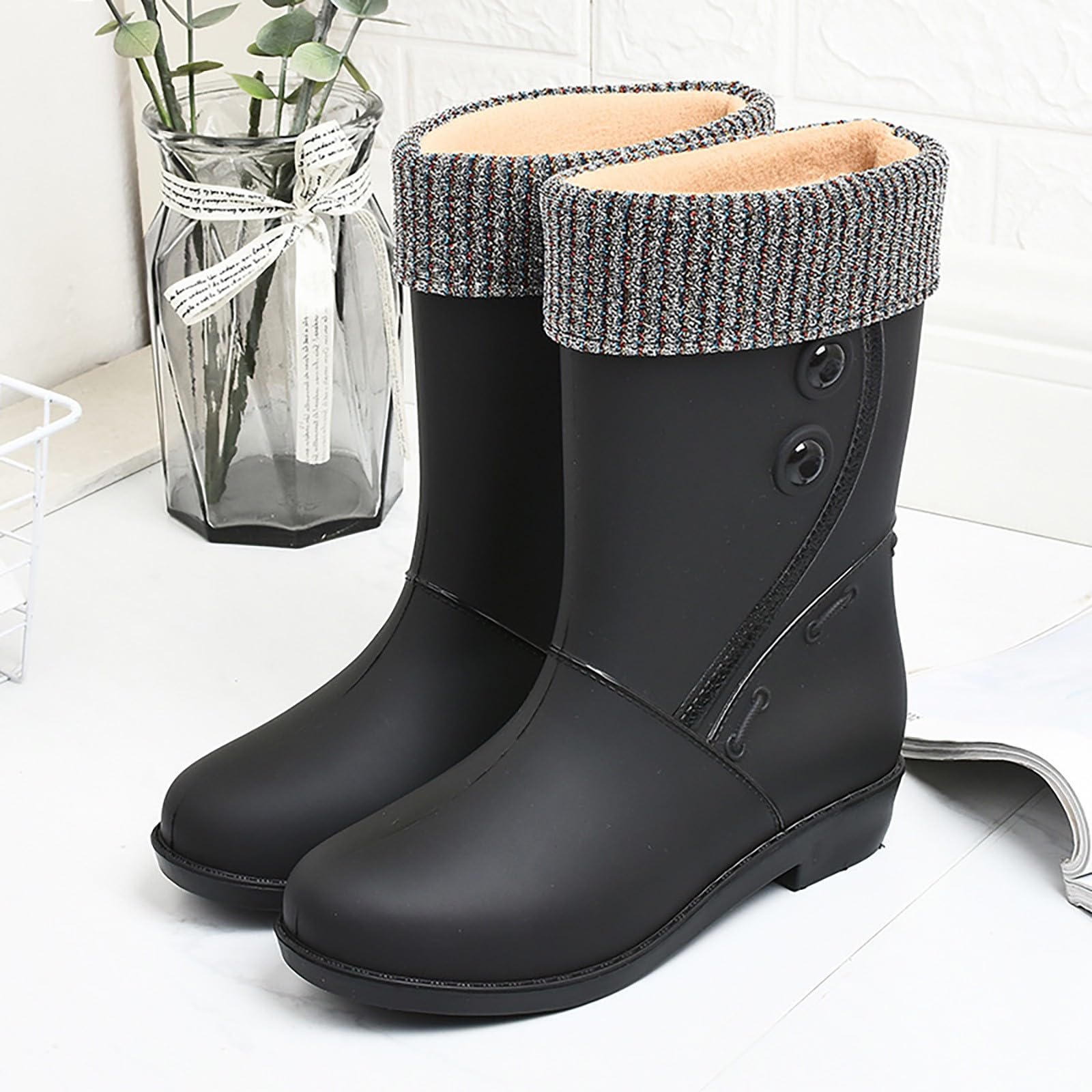 Botas de agua para mujer impermeables antideslizantes media altura