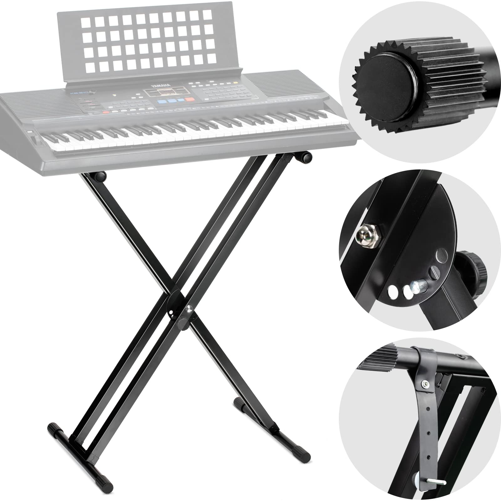 CAHAYA Adjustable Keyboard Stand Double Braced X Style Digital Piano Stand with Locking Straps for 61 76 88 Keys CY0245