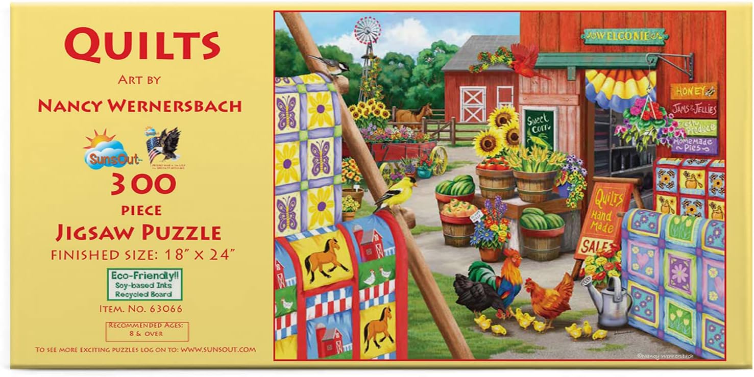 SUNSOUT INC - Quilts - 300 pc Jigsaw Puzzle by Artist: Nancy Wernersbach - Finished Size 18" x 24" - MPN# 63066