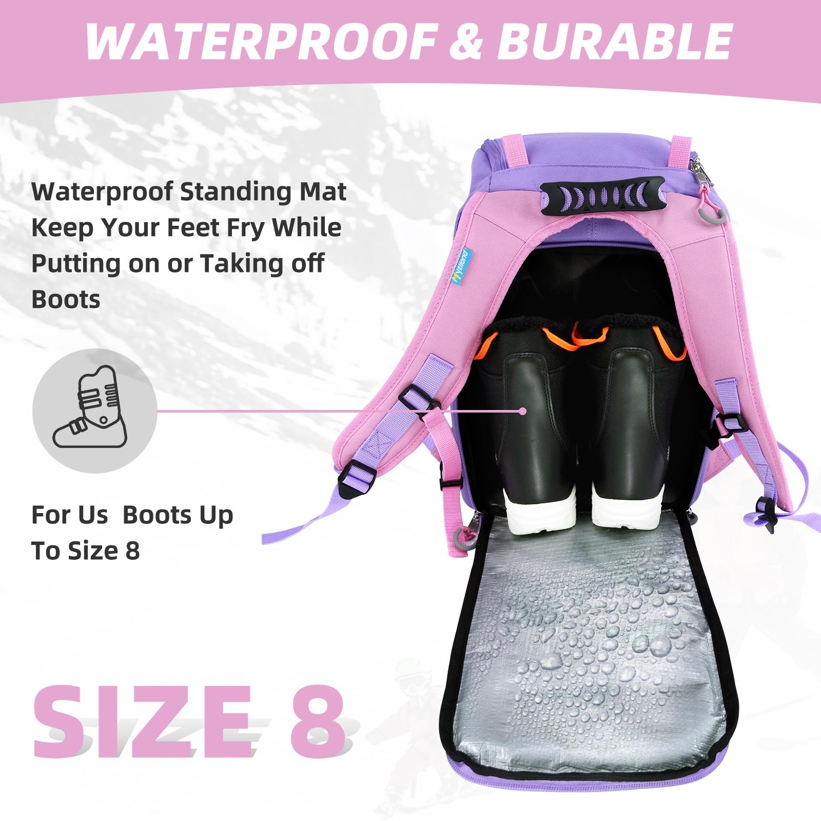 Bolsa para Botas de esquí, Mochila de Viaje para Botas de esquí y Snowboard de 35 L, Bolsa de Botas de esquí y Snowboard para Botas de esquí, Casco de esquí, Gafas y Trajes de Nieve para