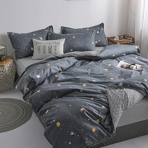 Miniatura 9 de Juego de cama infantil de arcoíris, tamaño Queen juego de 3 piezas de microfibra suave lindo patrón de arcoíris funda de edredón y dos fundas de