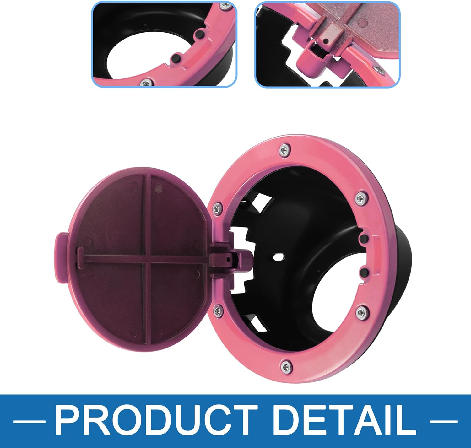 Car Gas Fuel Filler Door Cover Fuel Filler Cover Accessories for Jeep Wrangler 2007-2017 Aluminum Alloy ABS Pink