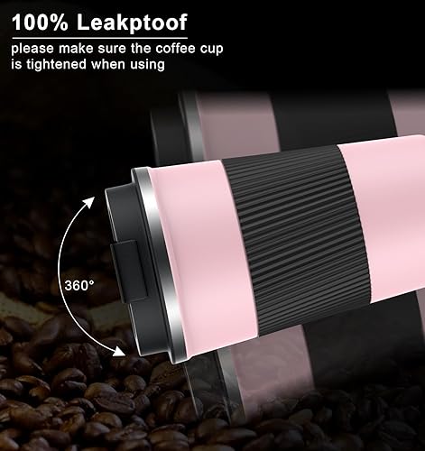 Miniatura 133 de Taza de café de 12 onzas – Taza de viaje aislada a prueba de derrames con tapa a prueba de fugas, taza de café de viaje de acero inoxidable al