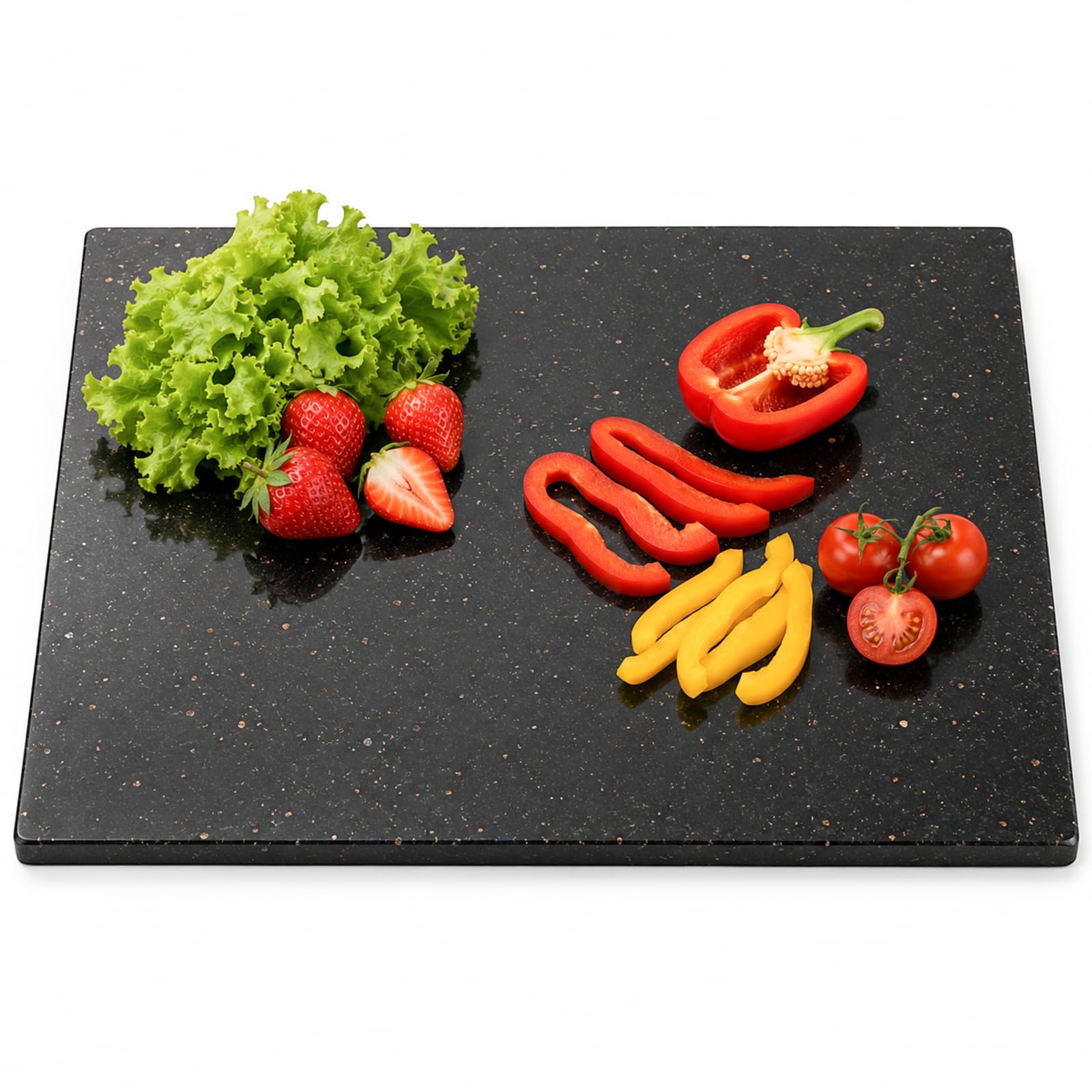 Tablas de cortar de granito negro natural para cocina, 40,6 x 50,8 cm, con pies antideslizantes, para masa de pasteles, losa grande de piedra de mármol