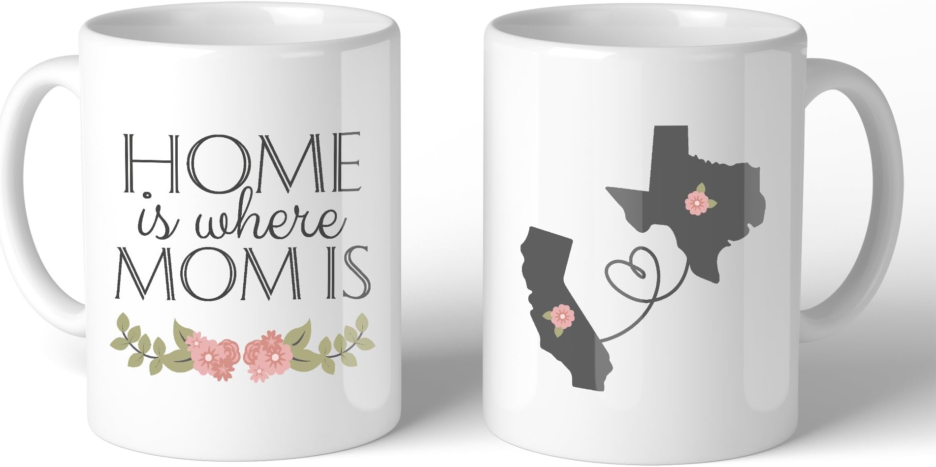 Personalized Long Distance Relationship Ceramic Coffee Mug for Mom - Home Is Where Mom Is