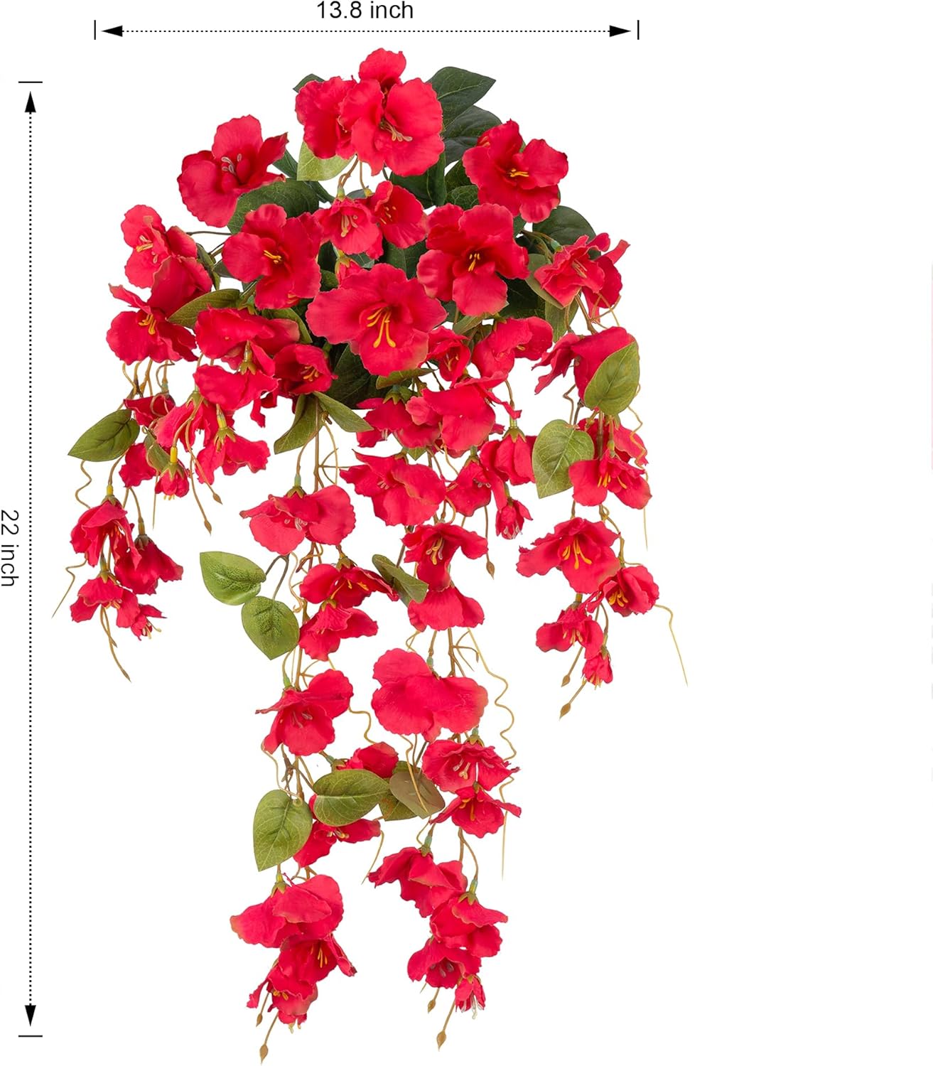Fake Hibiscus Artificial Hanging Flowers Plants for Outdoors Spring Decoration, 2pcs Silk Hibiscus Vines Realistic UV Resistant Red Faux Flowers for Outside Planter Porch Patio Yard Home Wedding Party - Image 5