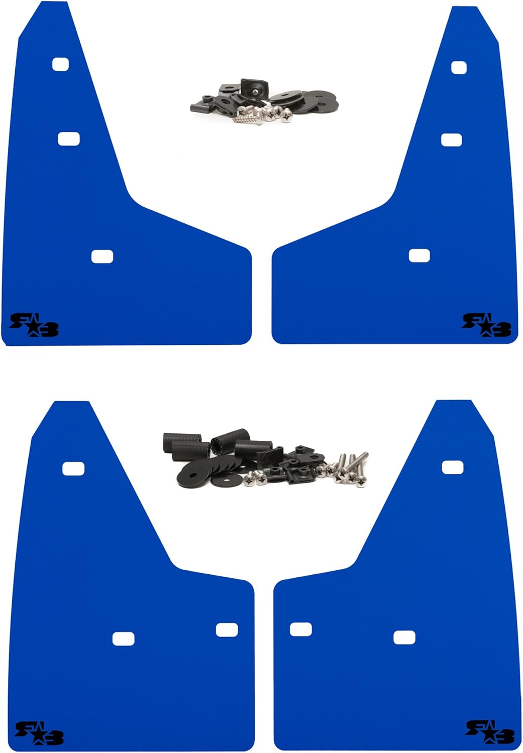 RokBlokz Mud Flaps for 2016-2018 Ford Focus RS - Set of 4 - Multiple Colors Available - Mud Guards are Custom Cut and Fit - Includes All Mounting Hardware (Black with White Logo)