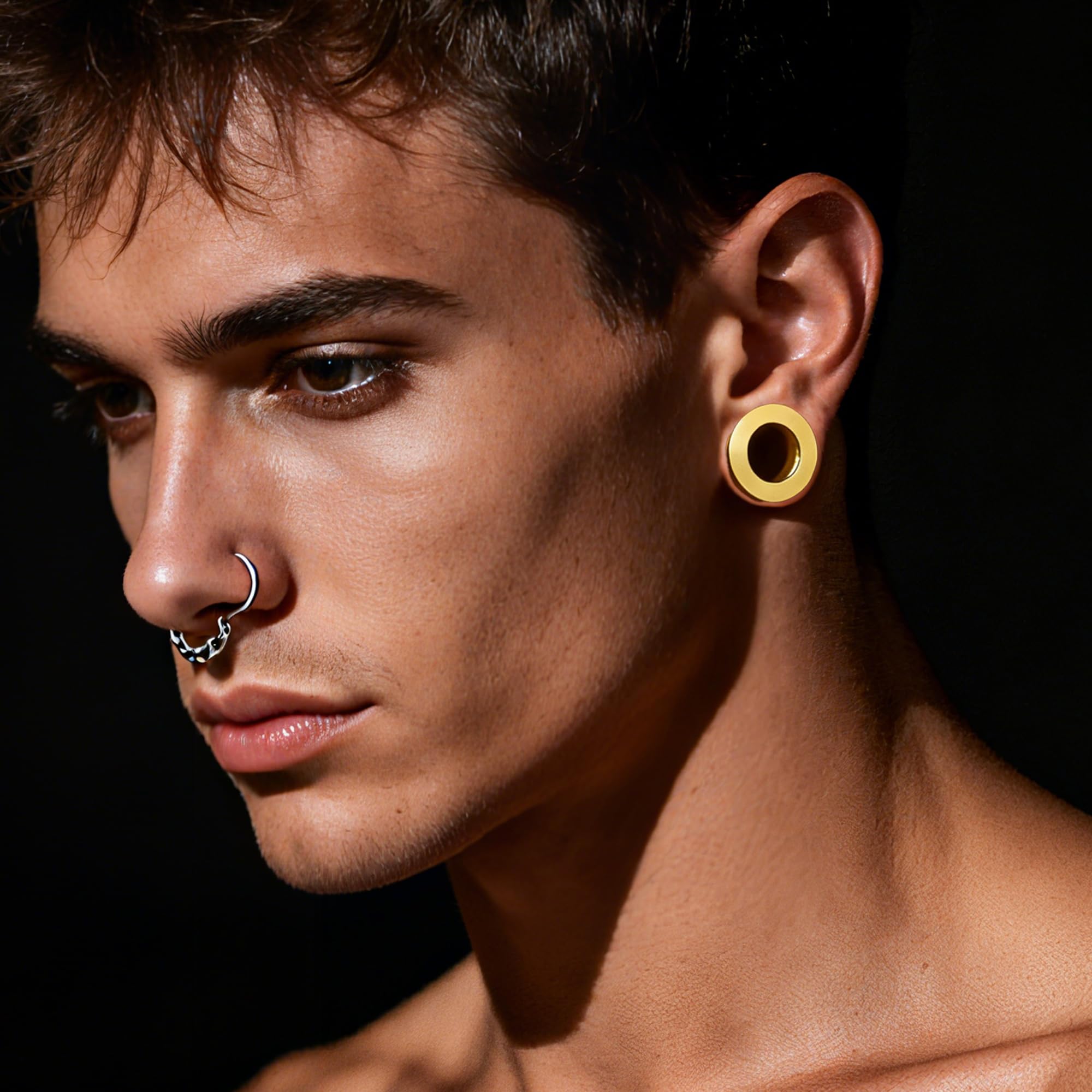 Vankula Tunnel Dehnset 16 stück 1.4-10mm Double Flared Ohren Expander Plug Dehner Stretching Piercing Kit Edelstahl für ohrloch Dehnungen Schmuck Schwarz Gold Silber
