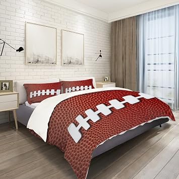 BIGCARJOB Football Bedding Twin Comforter Set for Boys Sports Duvet Cover Set with American Football Print, Vintage Bedspread for Kid's Room Decor