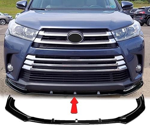 Alerón de parachoques delantero negro brillante divisor apto para Toyota Highlander SE/LE/XLE/Hybrid/Limited 2017 2018 2019 Air Dam barbilla kit