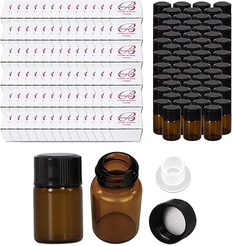 Vista 17 de Beauticom Vial de vidrio transparente de 0.1 fl oz 2400 piezas con reductor de orificio y tapa cuentagotas