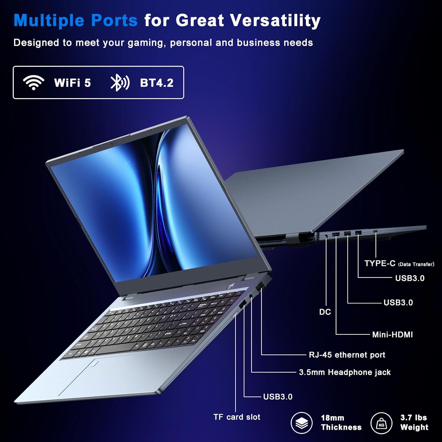 Gaming Laptop, Laptop Computer 2026, 15.6 Inch Lap Top, 16GB DDR4, 1TB SSD, MX450 TU117 GPU, N-series 4C/4T Processor, Win 11 pro, Colorful Backlit, 1080 FHD, HDMI, Wifi5, Metal Shell, Fingerprint