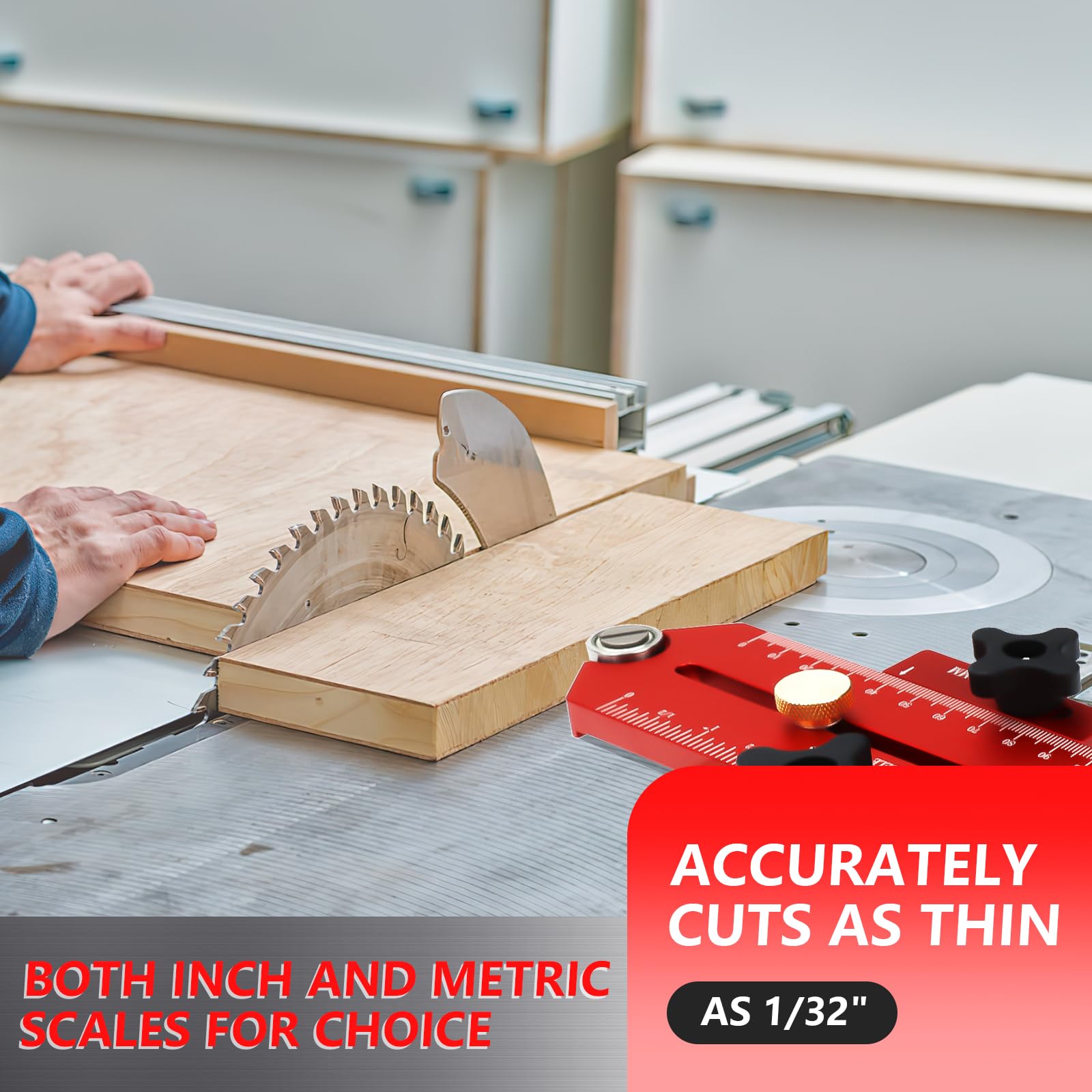 Thin Rip Jig Table Saw Jig Guide, Making Repetitive Narrow Strip Cuts, Fit for 1.9 x 0.95 cm Slots, for Table Saw Band Saw Router Table - Image 4