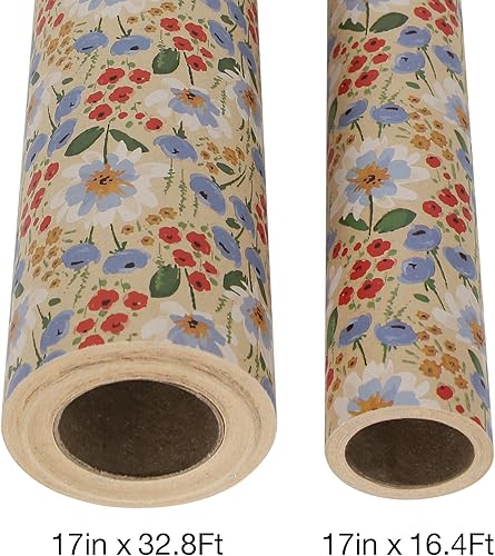Vista 183 de Aimyoo Rollo de papel de estraza floral, papel de regalo de flores vintage para todas las ocasiones, para bodas, cumpleaños, despedidas de soltera