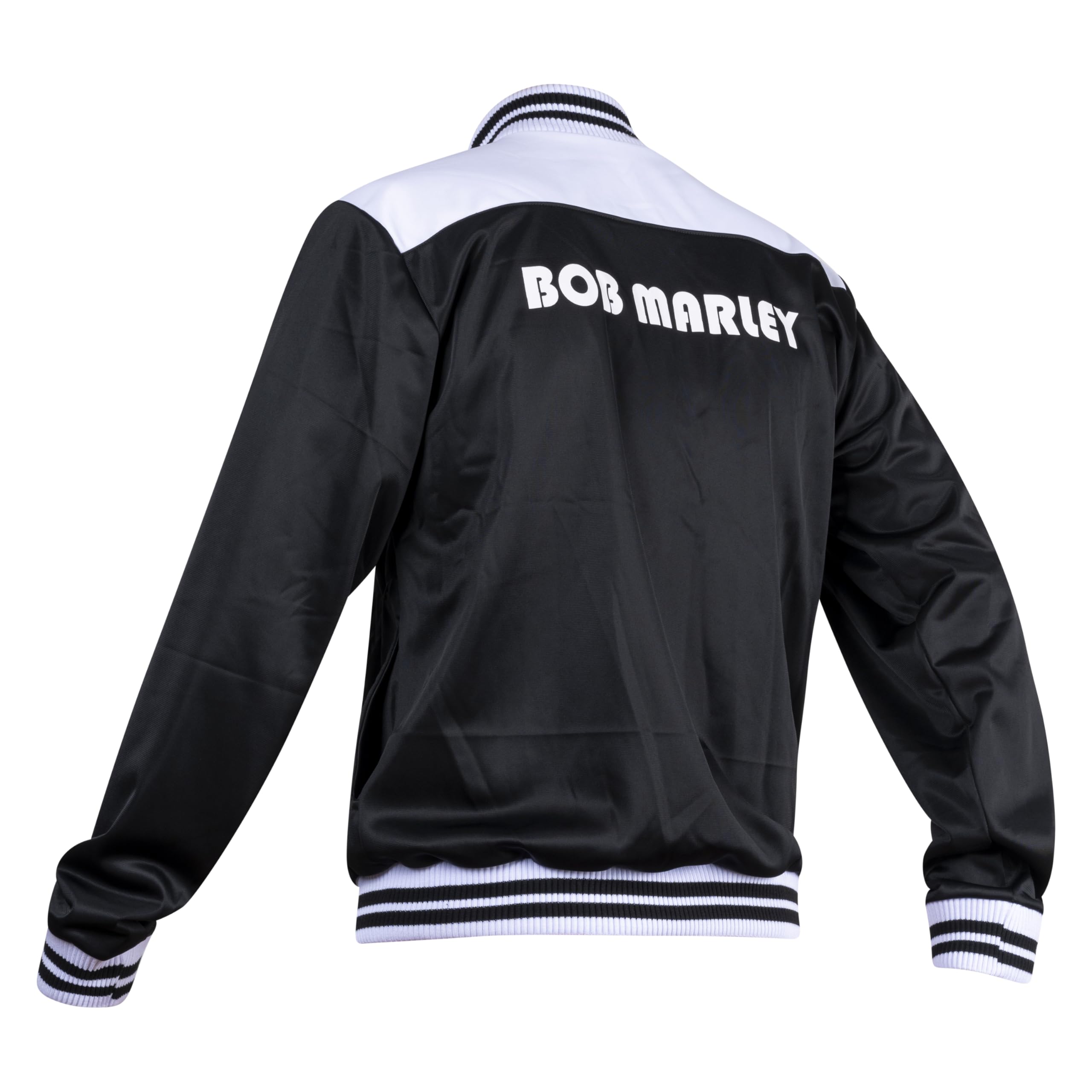 JL Sport Marley Tribute Giacca da Calcio Jamaica Reggae Polsini a Coste con Zip Nera