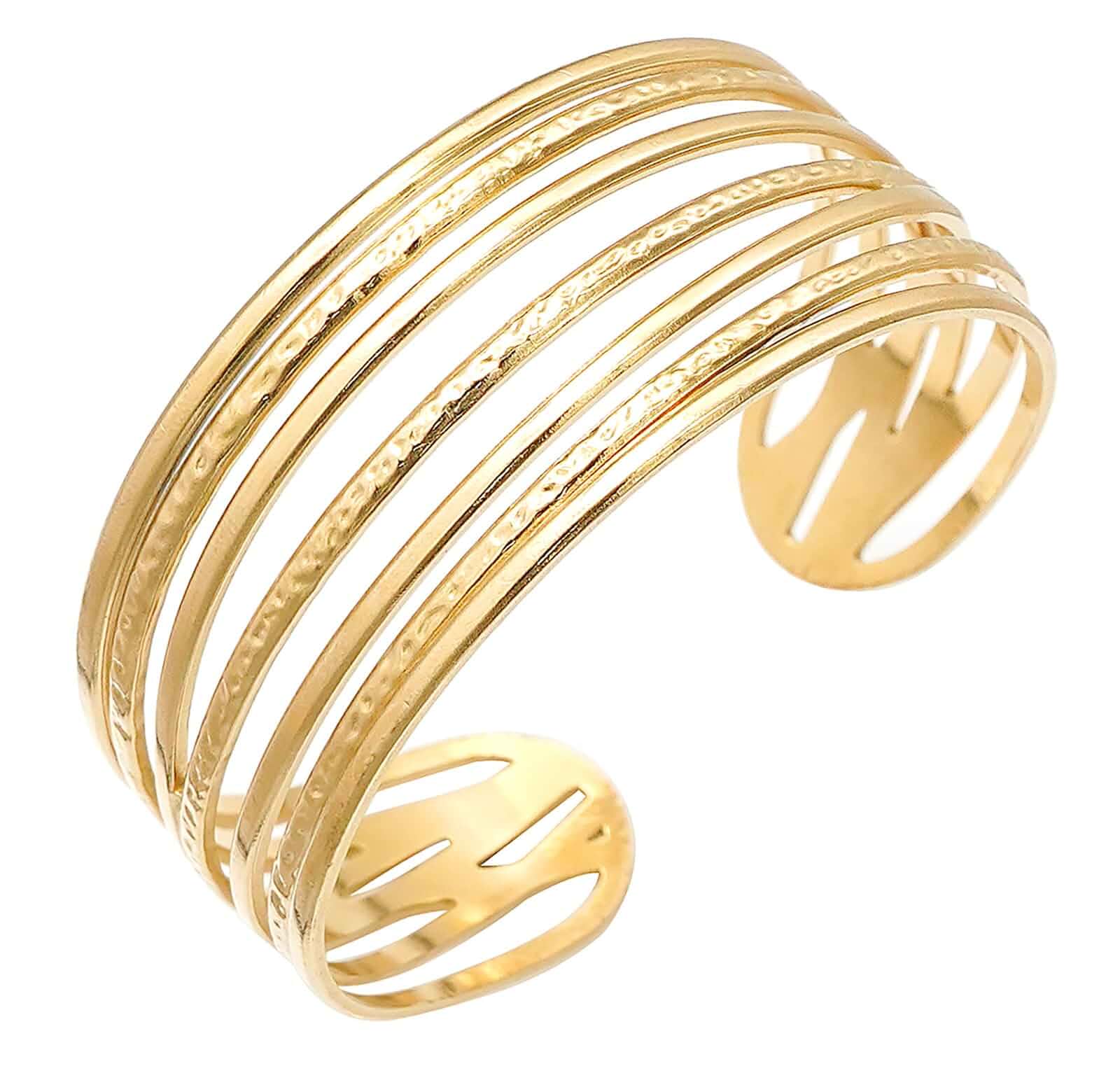 Wovanoo Multi-Layer Cuff Bracelet for Women Cross Wire Bracelets Open Wide Cuff Gold Bangle Bracelet