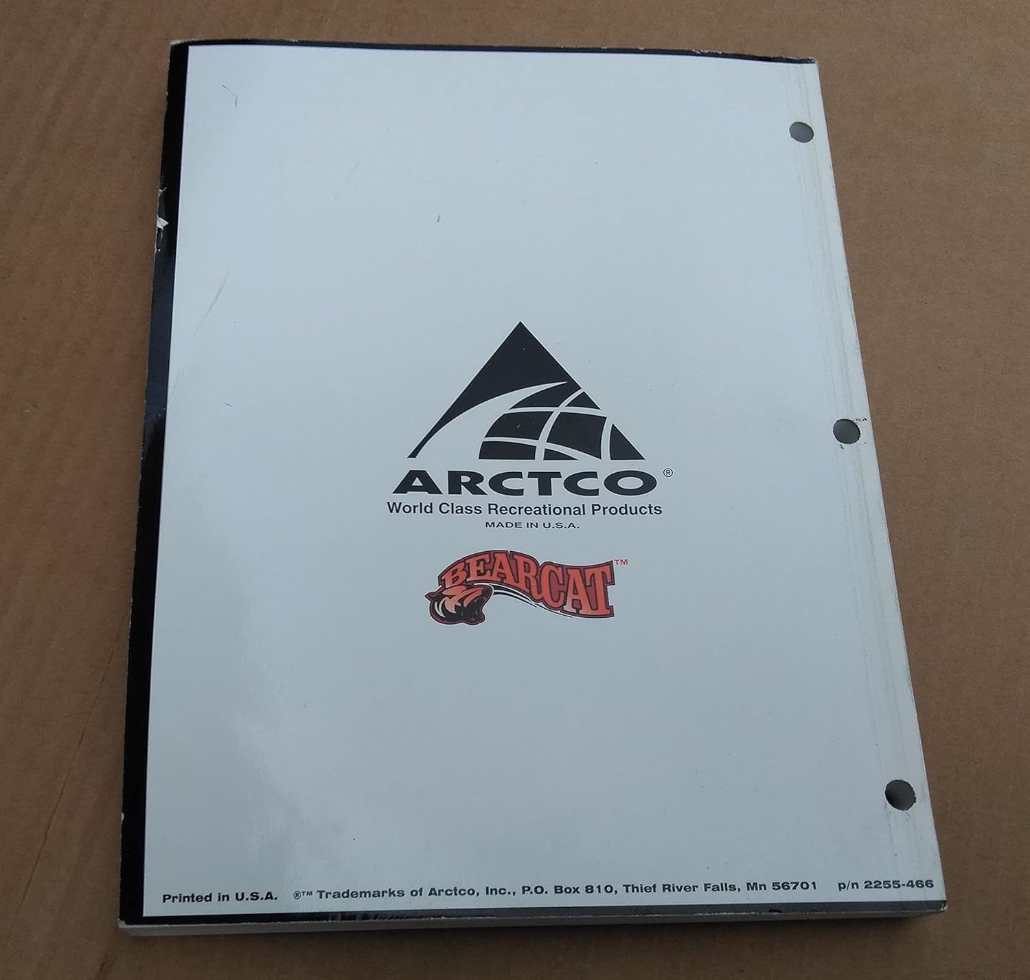 Back cover of the Arctic Cat Bearcat 454 ATV Service Manual