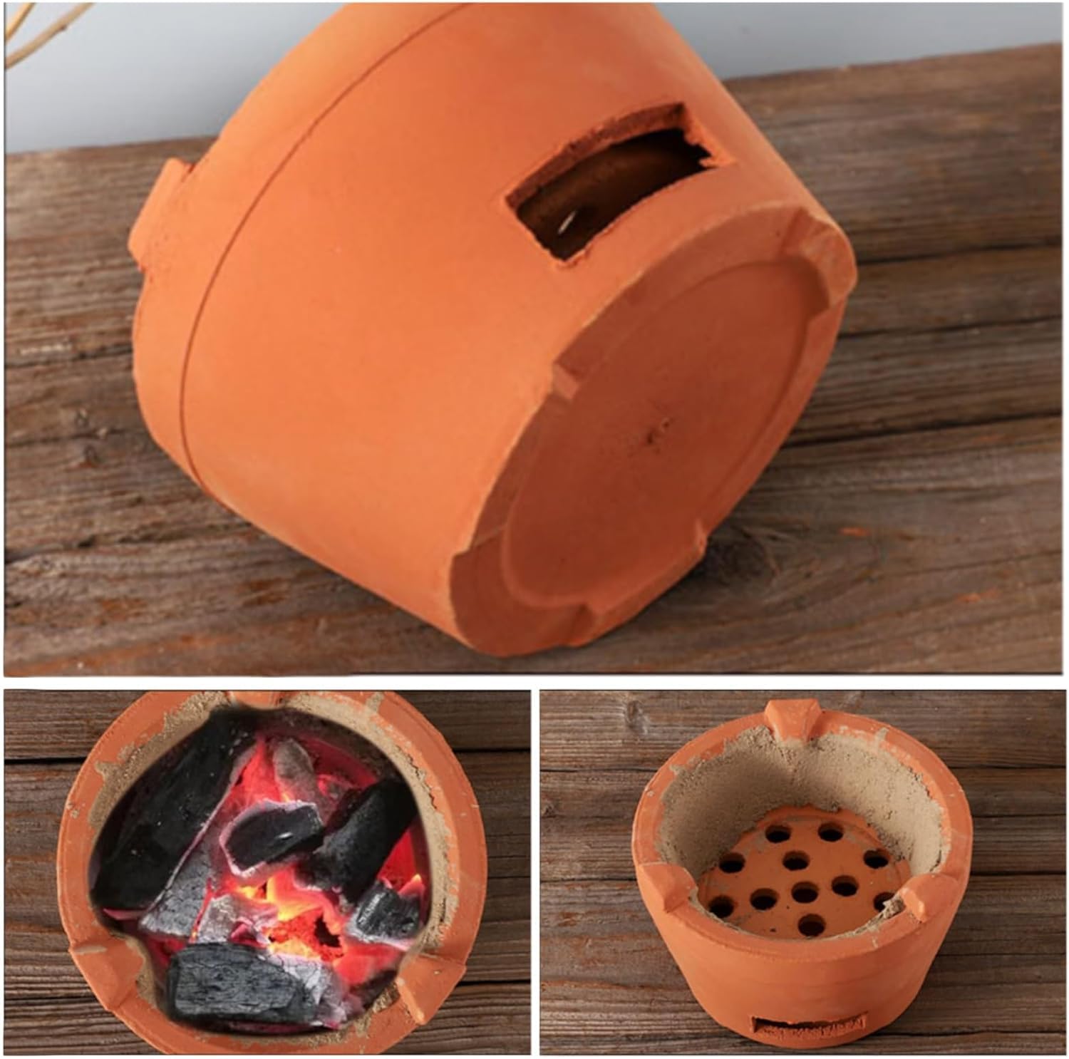 Fornello Portatile in Argilla A Carbone - Barbecue da Tavolo Multifunzionale per Casa, Campeggio, Picnic E Cucina Allaperto, Ideale per Preparare Il tè (35x17 Cm) One Color 14.5x7in/37x18cm