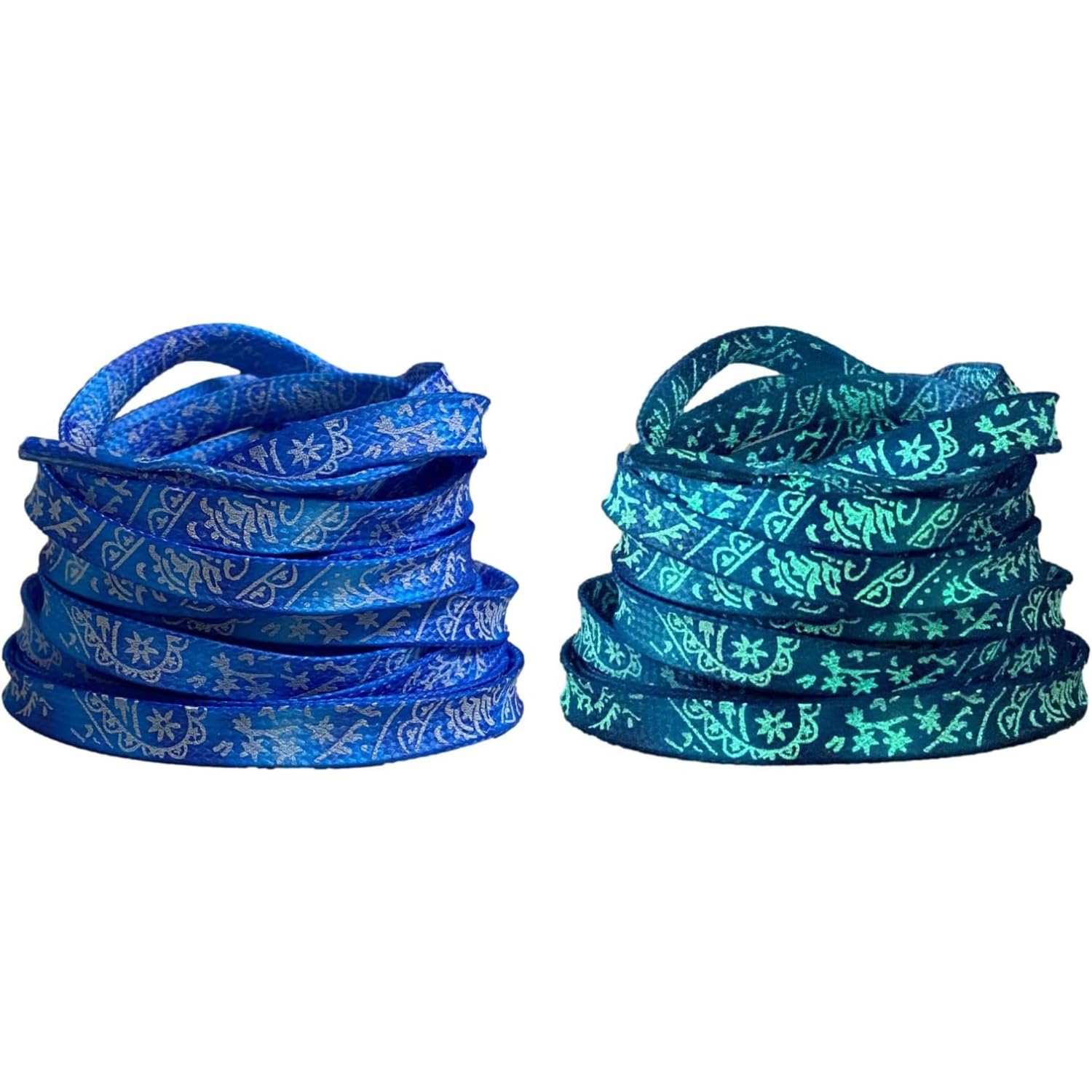 FinzatikLuminous Neon Flat Shoelaces, Luminous Neon Flat Shoelaces for Trainers Sport Shoes Color Printed Nylon Shoe laces for Sneakers Athletic sport/Running Adults,Kids,Wide Flate Shoe Laces(Blue)