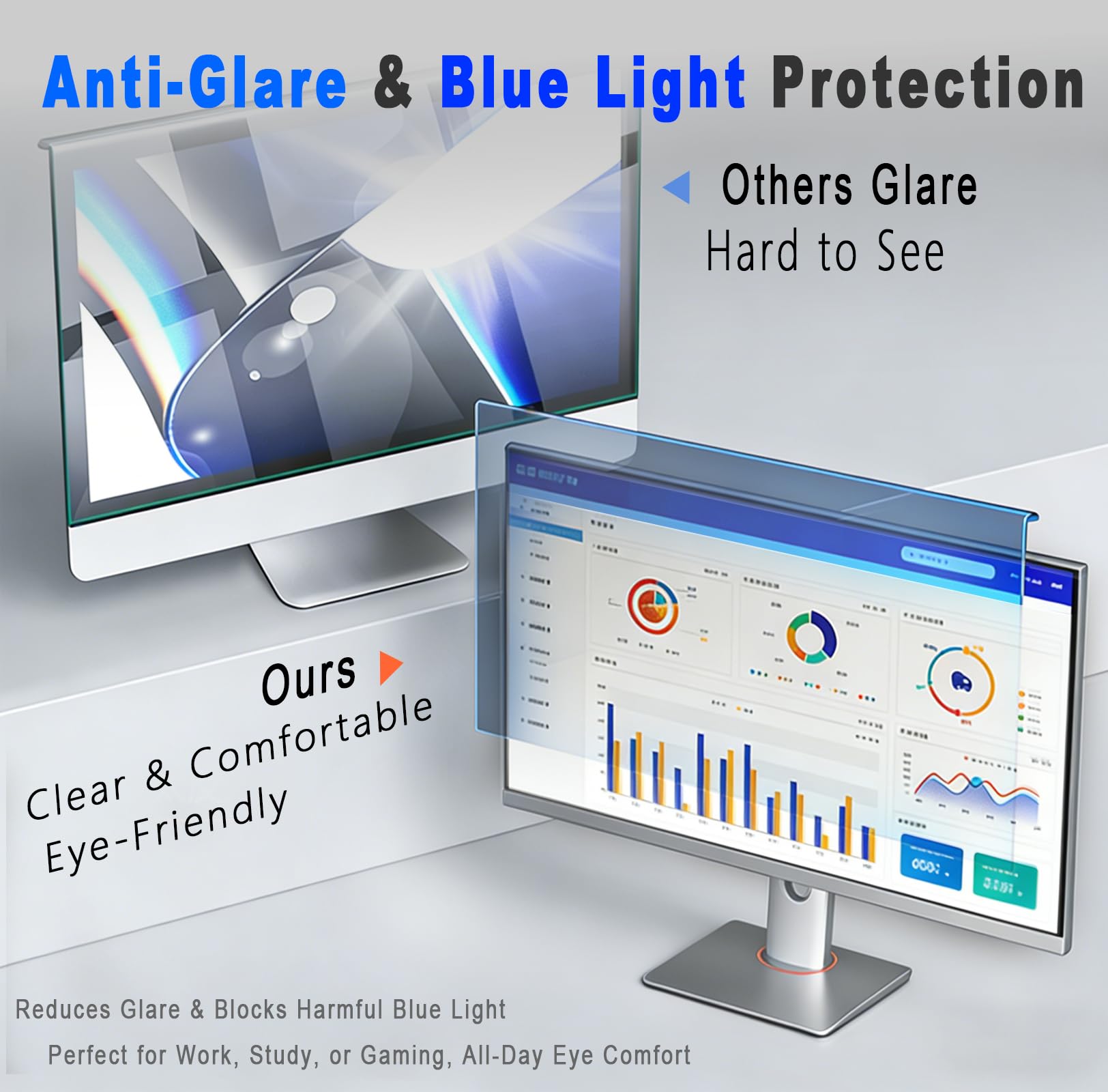 Filtro privacy da appendere per iMac 24" 16:9 widescreen monitor del computer, anti-peep e blocco della luce blu, schermo privacy ± 30°, protezione degli occhi per ufficio e sicurezza dati