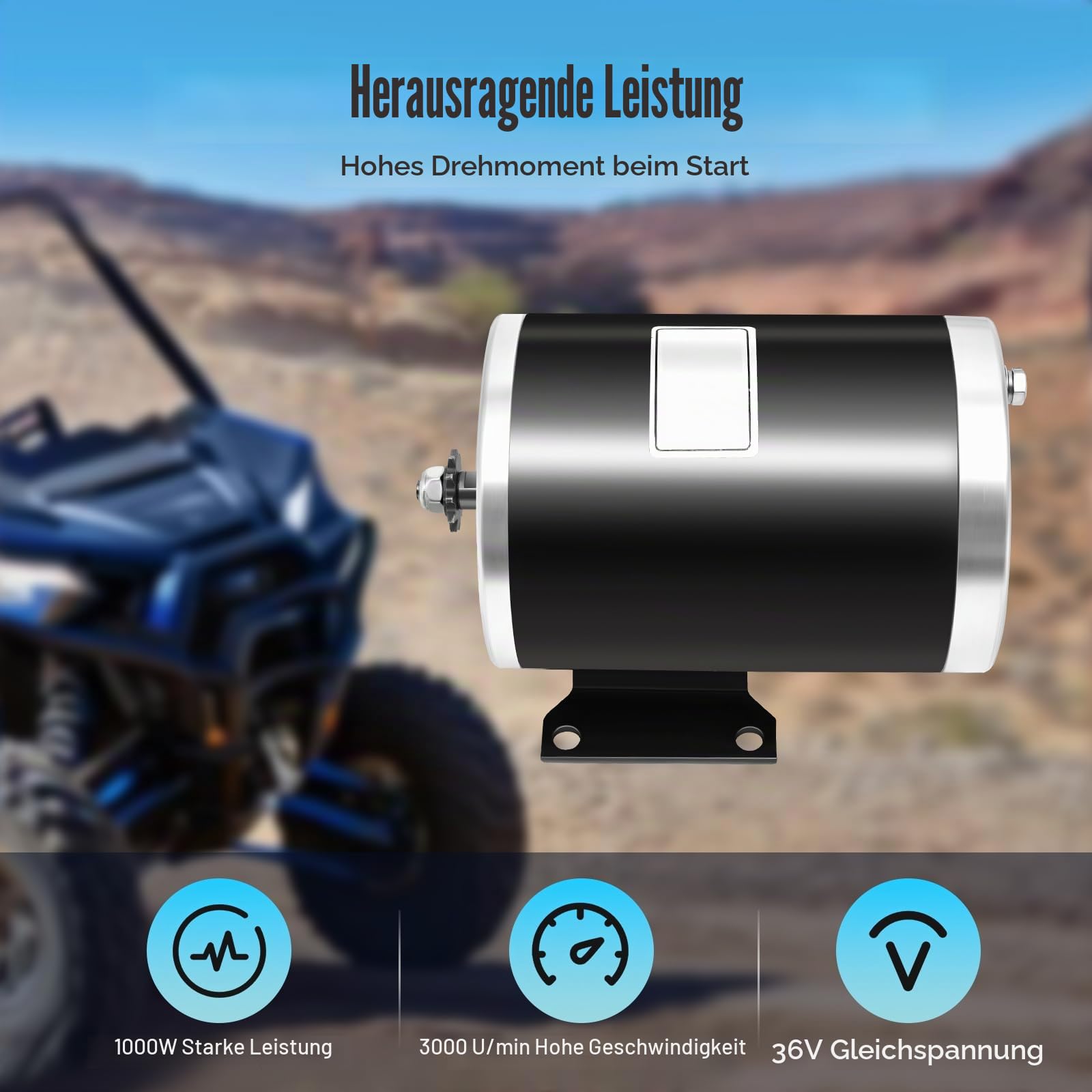 Permanentmagnet Motor Generator 36V, 1000W Bürstenmotor Wind Turbine Schnellstart, Permanent Fahrrad Motor für Vierrad-Kart, Vierrad-Motorrad, Elektrofahrrad, Roller
