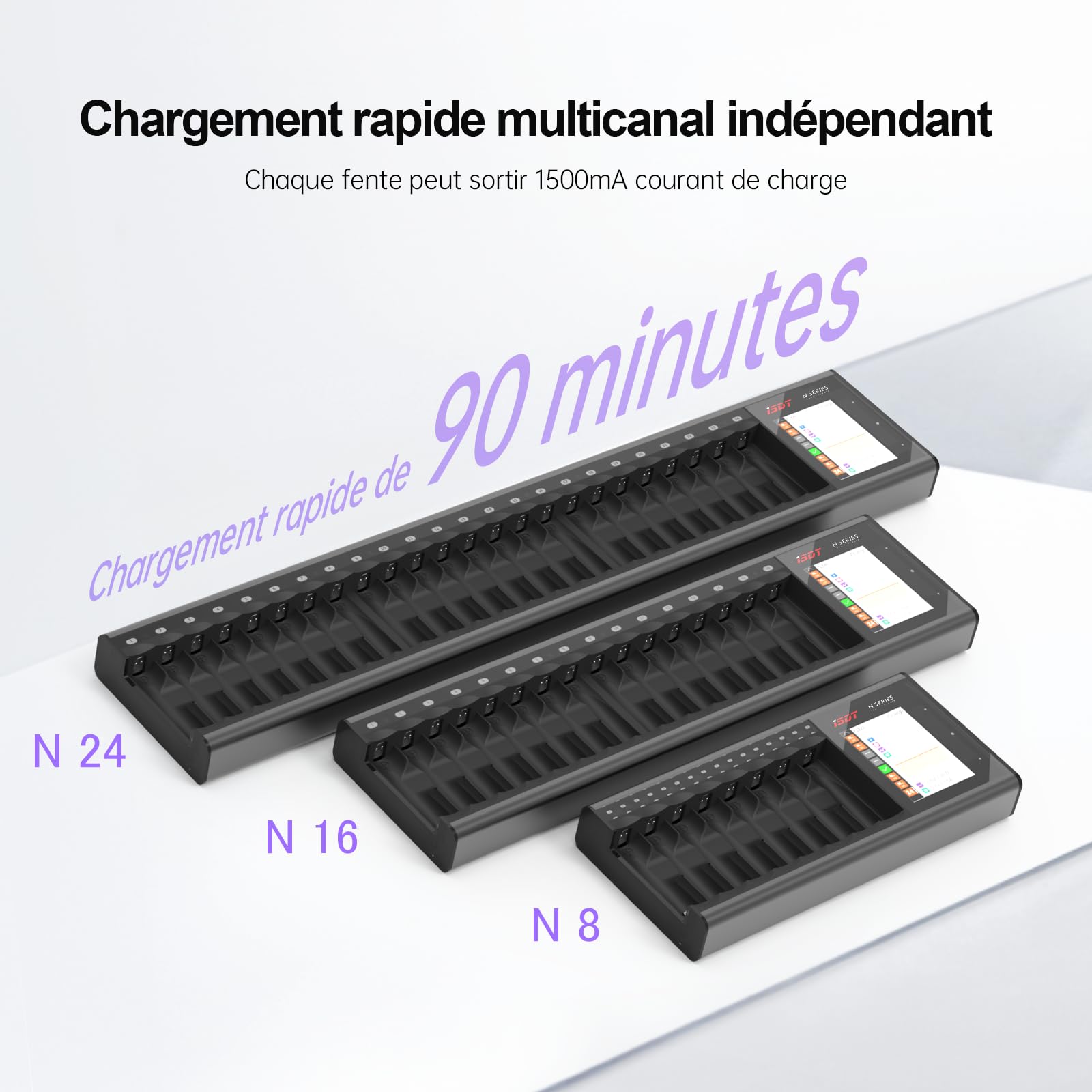 ISDT N8 Chargeur de Batterie 8 Slots AA AAA Eneloop NI-MH NI-CD Li-lon LiHv Life Chargeur Piles Écran LCD Chargement de la Batterie Déchargement Cyclisme Activation Coque en Alliage d'aluminium