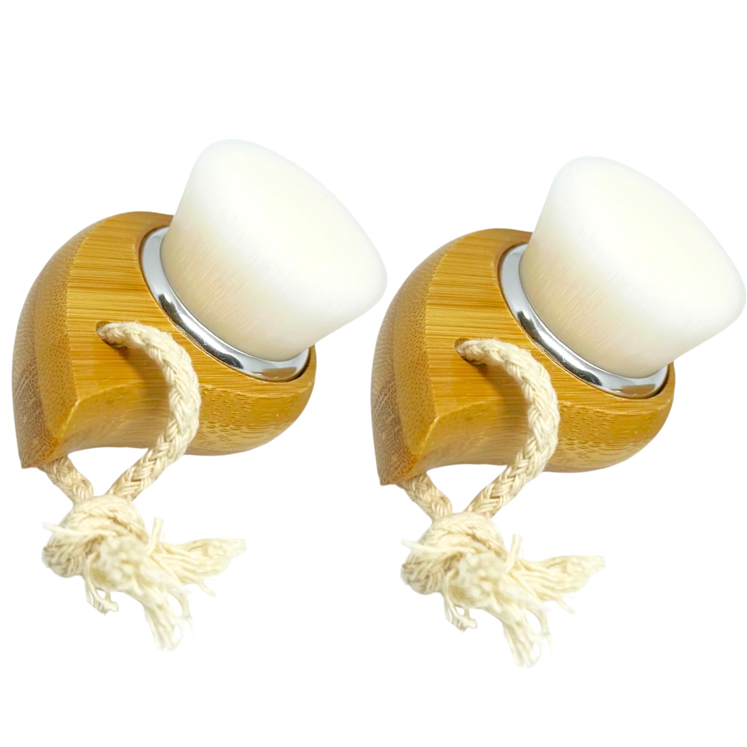 Back 2 RootsFacial Cleansing Brush, Ergonomic Wooden Handle, Ultra Soft Bristles for Sensitive Skin, Dry or Wet Brushing and Exfoliation, 2 Pack