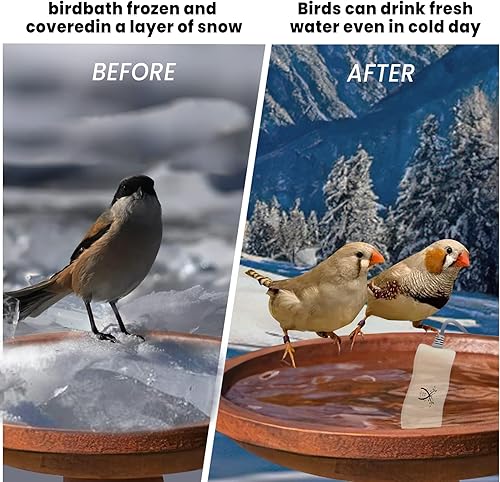 Miniatura 7 de Calentador de baño para pájaros mejorado para exteriores en invierno, control termostático descongelante de baño de pájaros, ahorro de energía,