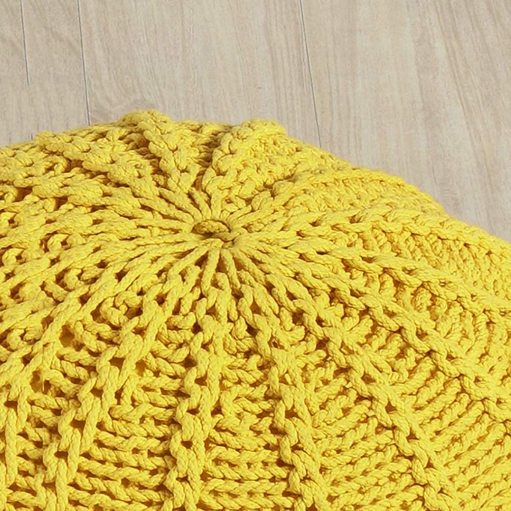Pouf Rond Tricoté À La Main,Potoirs De Plancher De Corde Tressée De Coton De Style Câble Repose-Pieds De Siège Confortable-b 48x48x35cm(19x19x14inch)
