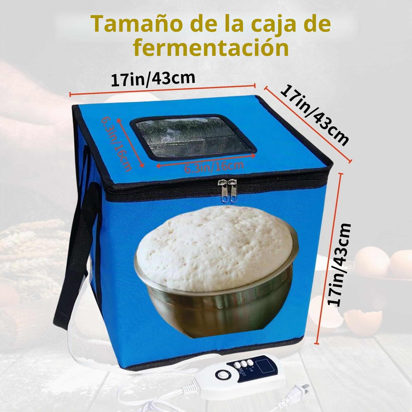Cloud Fire Caja de Fermentación Plegable, Ajuste de Temperatura, Con Tapa, Multifunción Extraíble Para El Hogar, Pan, Pizza, Yogur, Vino de Arroz (Azul)