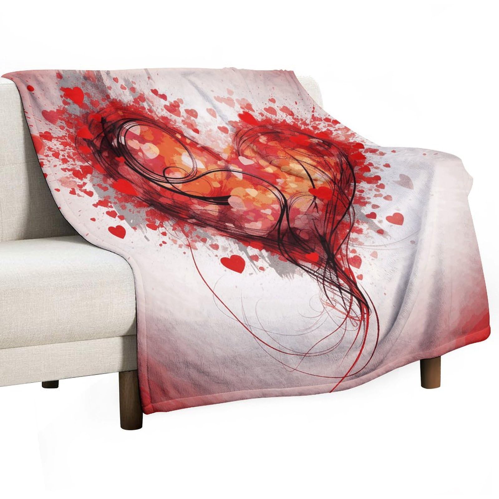 Couverture flanelle cœur abstrait pour créer un cocon de douceur dans votre salon