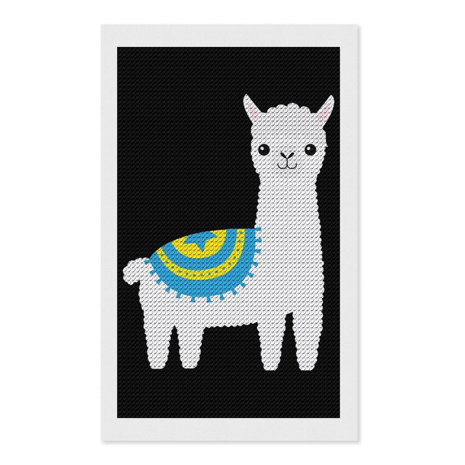 Nclqvjxzkhw Style Cute Animal Alpaca Diamond Art Painting For Adult Round Diamonds Pictures Arts Crafts Home Wall Decor 12"X20"
