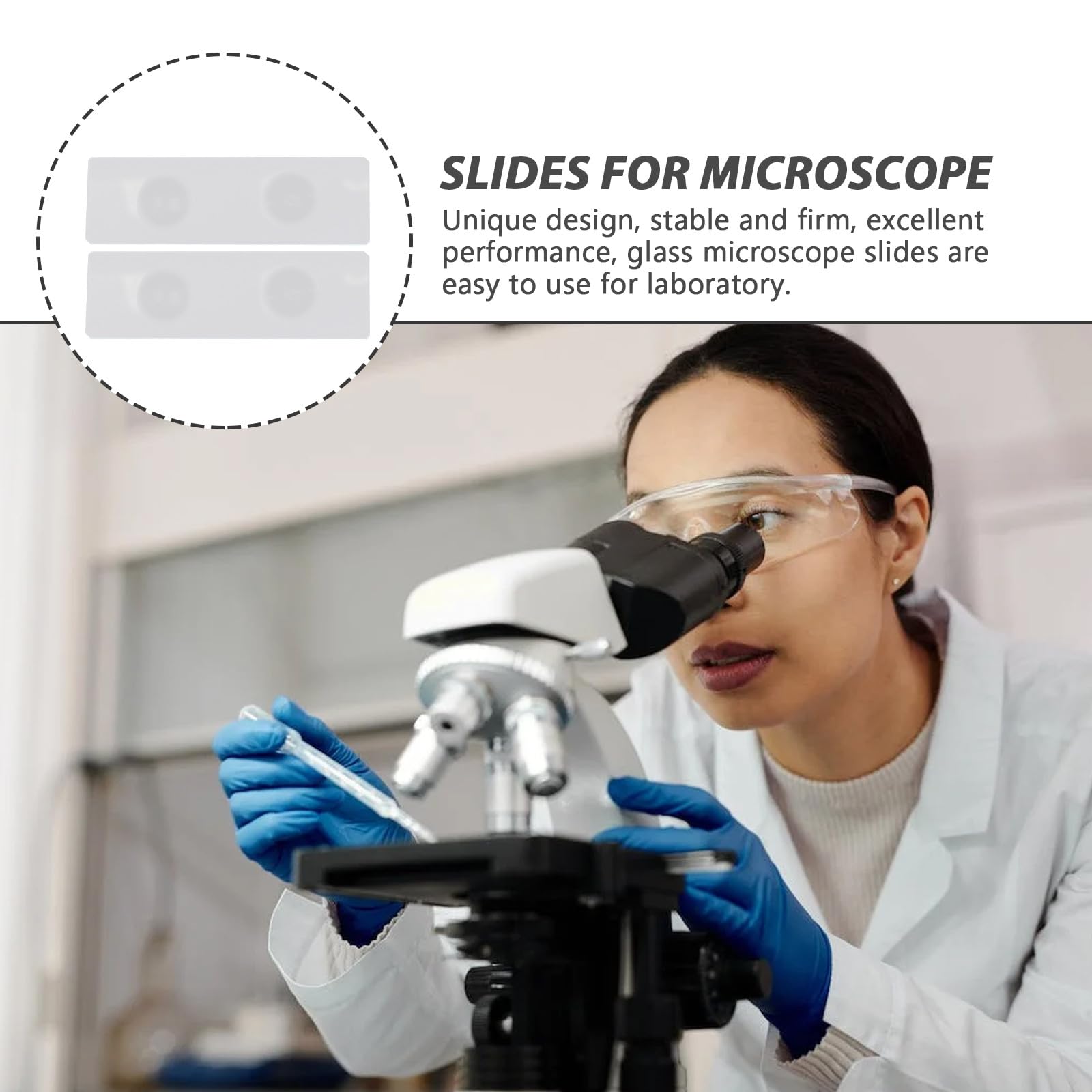 Portaobjetos de Vidrio Doble Cóncavo Resistente y Estable 50 Piezas para Muestras Acuáticas para Laboratorio y Observación Precisa