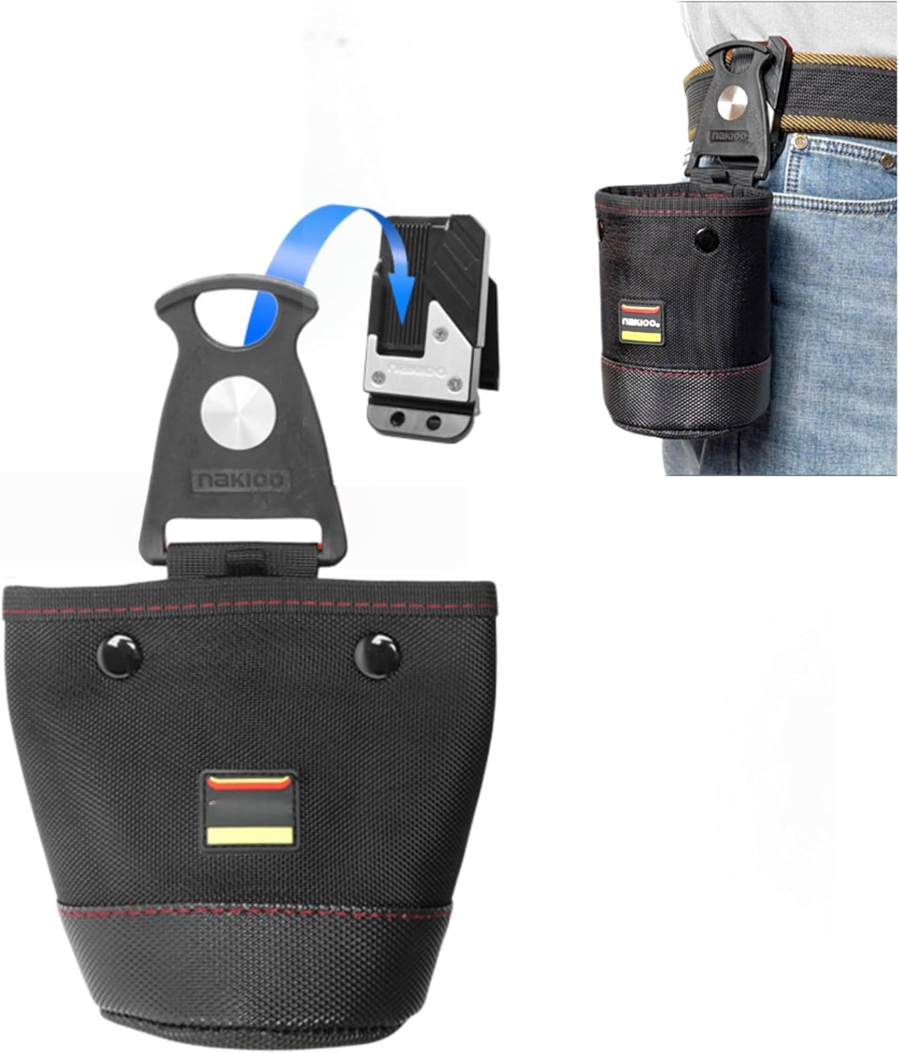 Rotatable Quick-Lock Tool Pouch Belt Bag, Waterproof Oxford Nail Bag for Electrician Carpenter Fishing, Hands-Free Fast Release