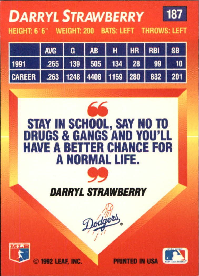 Amazon.com: 1992 Triple Play Baseball Card #187 Darryl Strawberry
