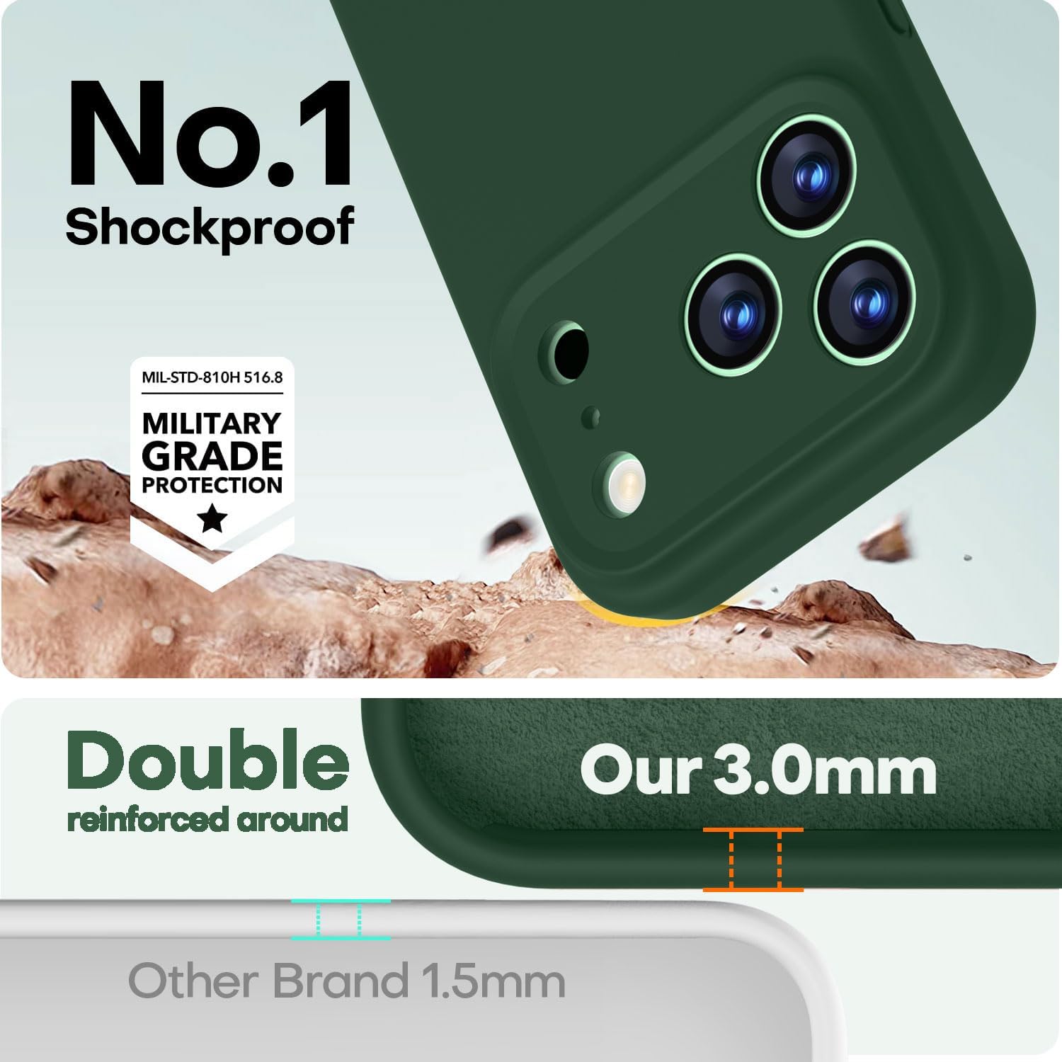 LOVE 3000 Designed for iPhone 17 Pro Case, Premium Silicone [Compatible with Magsafe][Soft Anti-Scratch Microfiber Lining] Shockproof Protective Phone Case for Men Women 6.3", Green - Image 3