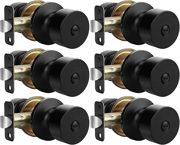 goldenwarm Black Door Knobs Interior, Privacy Door Knob Black Door Knobs Interior Bulk Matte Black Privacy Door Knobs for Bedroom or Bathroom (6 Pack)