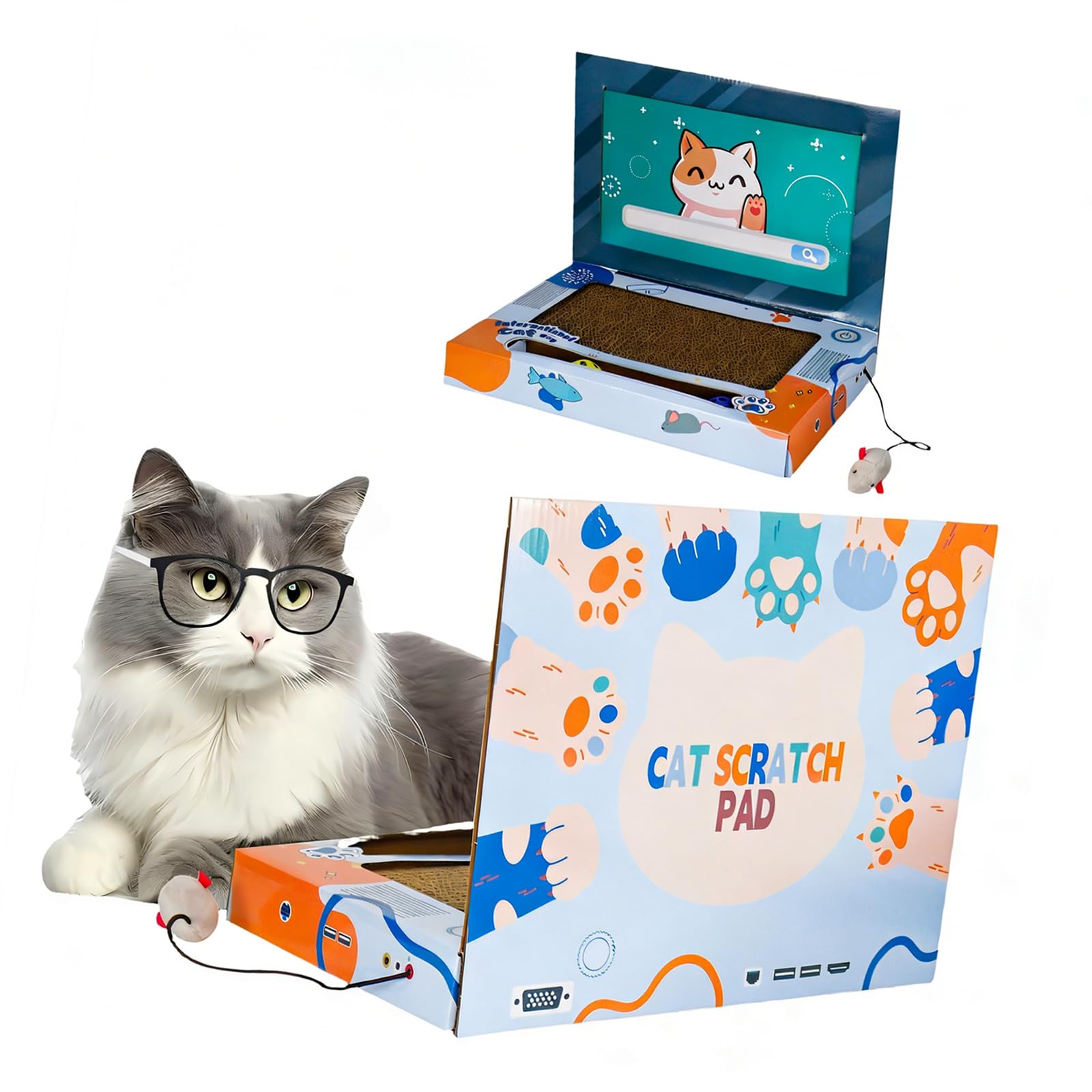 Jouet d'entraînement grattoir pour ordinateur portable en forme de chat lors du télétravail