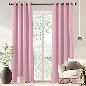 NICETOWN Blackout Drapery Curtain Panel 90 inches Long - Window Treatment Thermal Insulated Grommet Blackout Curtain/Drape for Bedroom Living Room (Rouge Pink, 1 Panel, 46 by 90 inches)