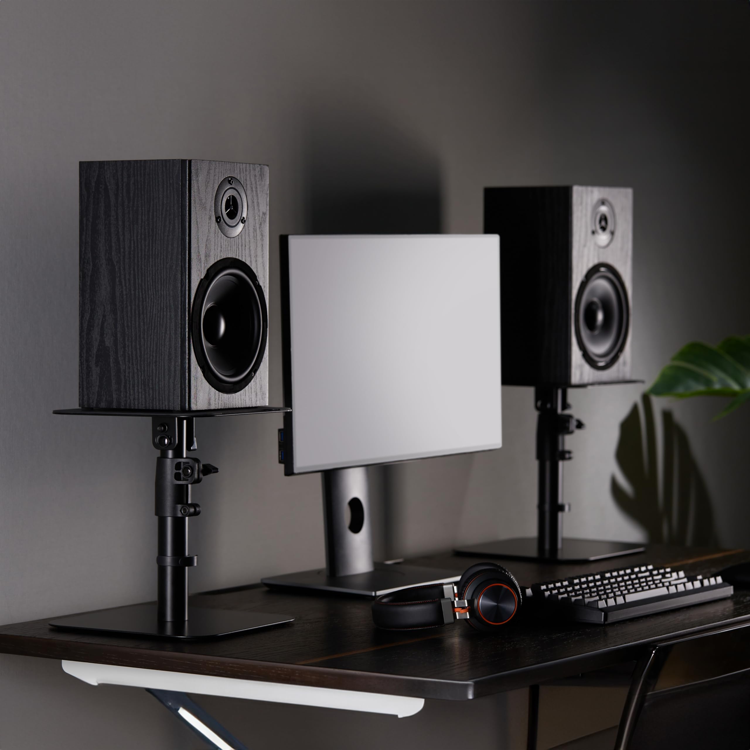 RICOO Soporte de Mesa para Altavoces LH069-T Soporte Ideal para Sonido Envolvente y Alta Fidelidad Juego de 2, 240x240x405 mm Negro