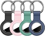 Linsaner 2|4 Pack Holder for AirTag 2nd Gen (2026) & 1st Gen, Silicone Case Keychain Key Ring, Protective Cover for Apple for Air Tags, GPS Finder Accessories, Black/Pink/Green/Dark Blue