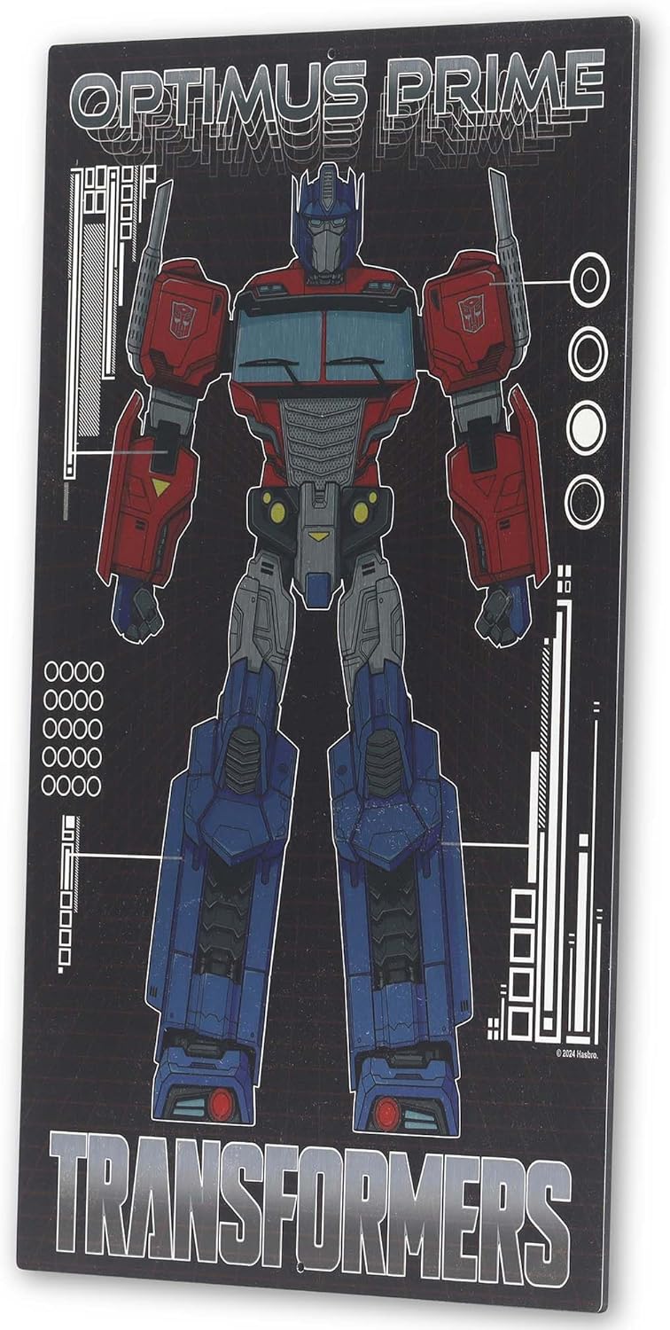 Open Road Brands Hasbro Transformers Optimus Prime Standing Tall Silver Metal Sign - Vintage Transformers Wall Art for Man Cave or Teen Room